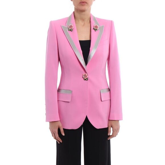 Dolce & Gabbana Rose Trimmed Blazer Women Pink Jackets & Coats